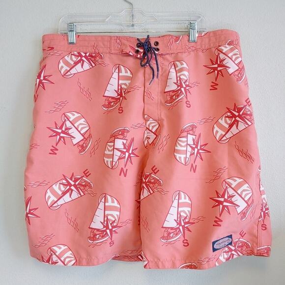 Vineyard Vines Men's Compasses and Sailboats Polyester Beach Swim Trunks Sz XL - Picture 1 of 10